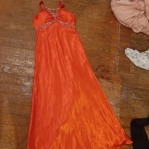 Floor Length Gown With Jeweled Breastline and Train